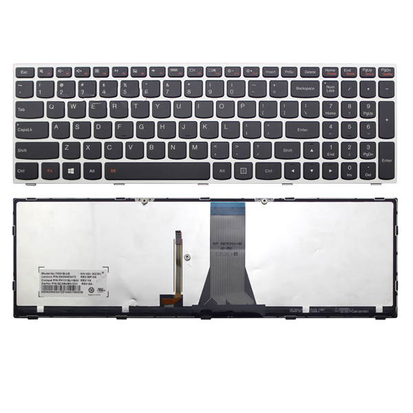 Πληκτρολόγιο Lenovo IdeaPad 500-15 B50-30, Μαύρο Ασήμι με Backlit, US/UK