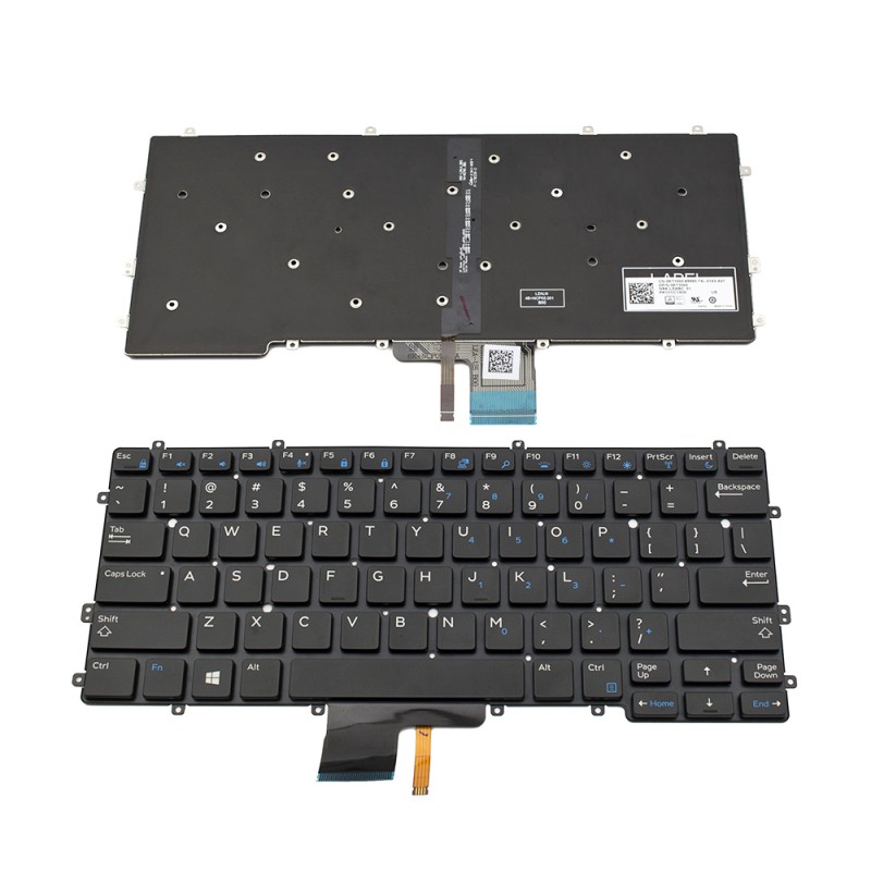 Πληκτρολόγιο Dell Latitude 7370 E7370, Μαύρο με Backlit, US