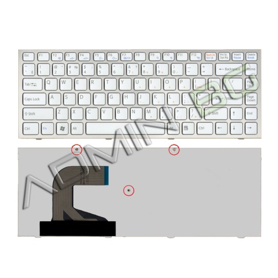 Πληκτρολόγιο Sony Vaio VPC-S Series, άσπροa Ασήμι, US/UK