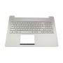 Cover C με Πληκτρολόγιο Asus N550 N550JV - Ασήμι με με Backlit (χωρίς επιφάνεια αφής)
