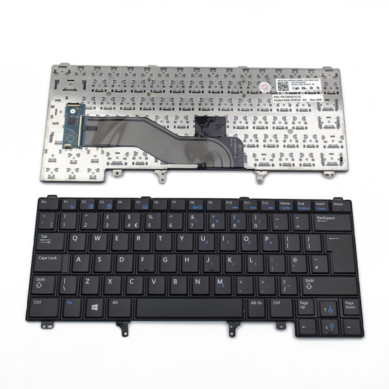 Πληκτρολόγιο Dell Latitude E6230 E6320 E6330 E6420 E6430 E5420 E5430, Μαύρο, χωρίς Pointing Stick, US/UK