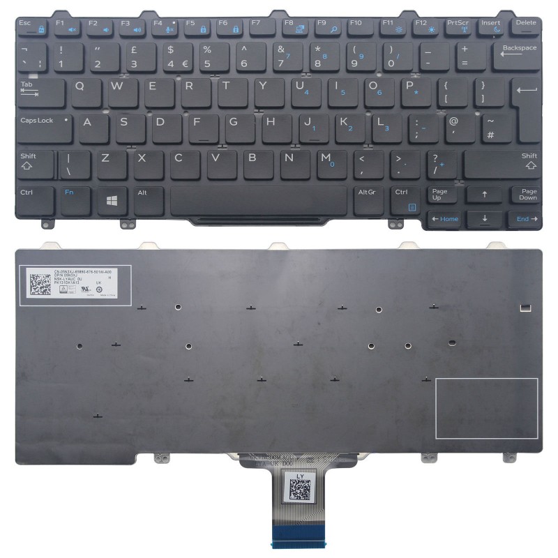 Πληκτρολόγιο Dell Latitude E7250, Μαύρο,UK