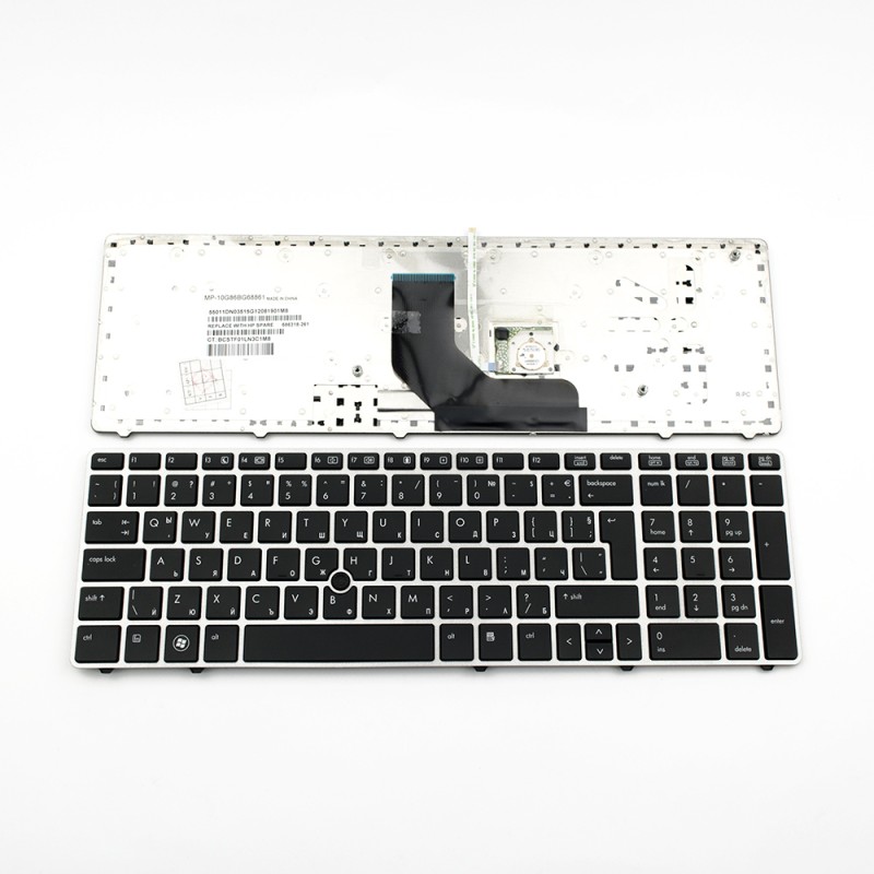Πληκτρολόγιο HP ProBook 8560p 8570p 6560p 6565p ProBook 6560b 6565b 6570b, Μαύρο Ασήμι, US/UK