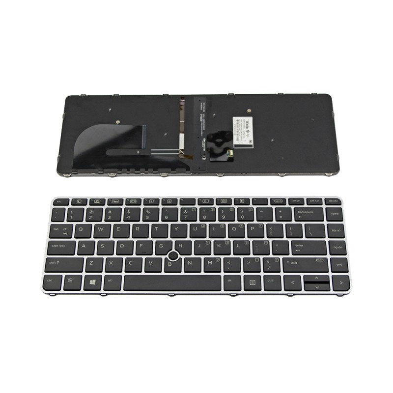 Πληκτρολόγιο HP EliteBook 745 G3 840 G3, Μαύρο Ασήμι, με Pointing Stick με Backlit, US/UK