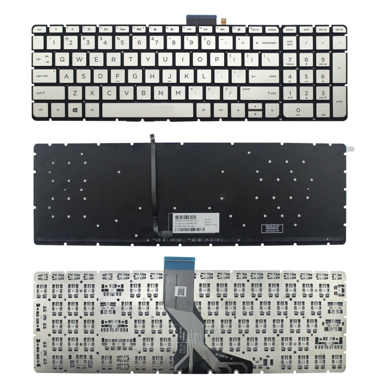 Πληκτρολόγιο HP Pavilion 15-AB 15-BC 15-AK 15-AU 15-AW 15-BJ 15-AE 15-AX Series, Ασήμι με Backlit, US