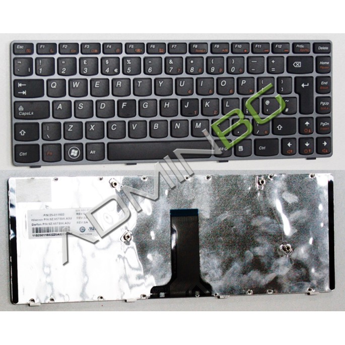 Πληκτρολόγιο Lenovo IdeaPad V370, Γκρί, US/UK ( +BG Print)