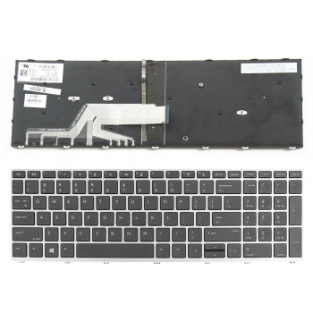 Πληκτρολόγιο HP ProBook 450 G5 455 G5 470 G5, Μαύρο Ασήμι με Backlit, Original, US/UK