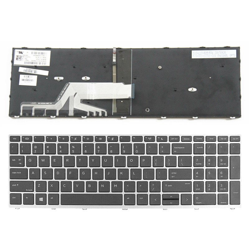 Πληκτρολόγιο HP ProBook 450 G5 455 G5 470 G5, Μαύρο Ασήμι με Backlit, Original, US/UK