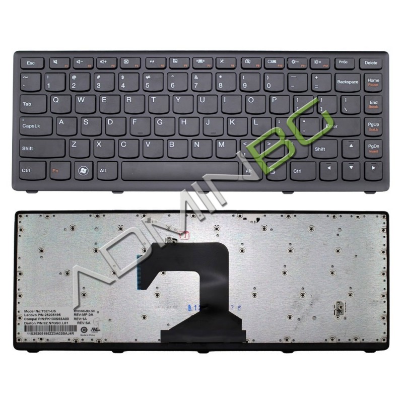 Πληκτρολόγιο Lenovo IdeaPad S400, Μαύρο, US/UK