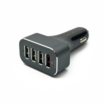 DC προσαρμογέας 4xUSB Ports DC 12-24V Auto Travel Charger προσαρμογέας Μαύρος Quick Charge