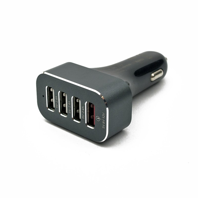 DC προσαρμογέας 4xUSB Ports DC 12-24V Auto Travel Charger προσαρμογέας Μαύρος Quick Charge