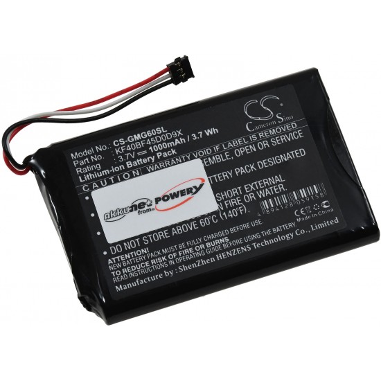 Μπαταρία για GPS, navigation Garmin Approach G6, type KF40BF45D0D9X 1000mAh/3,7Wh