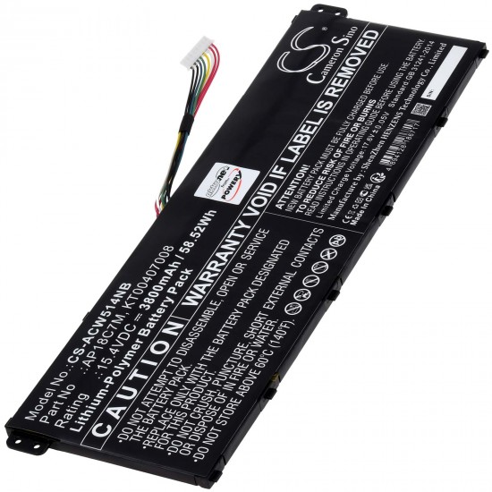 Μπαταρία για Laptop Acer Swift 5 SF514-54GT, Spin 5 SP513, Swift 3 SF313, Type AP18C7M, Type KT.00407.008 3800mAh/58,5Wh