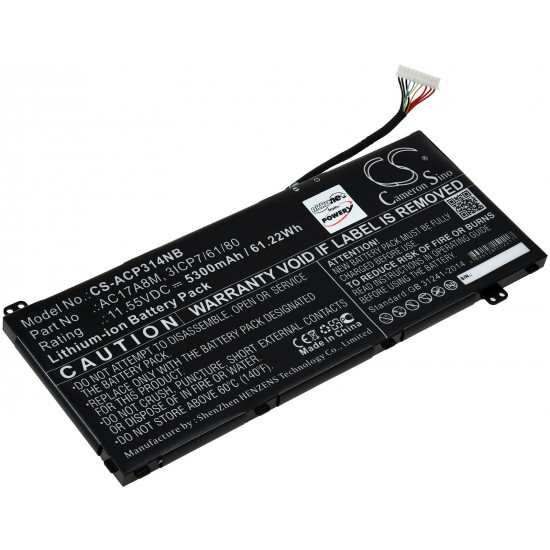 Μπαταρία για Laptop Acer TravelMate X3410-M-50AR, Spin 3 SP314-52-599W, Type AC17A8M 5300mAh/61Wh