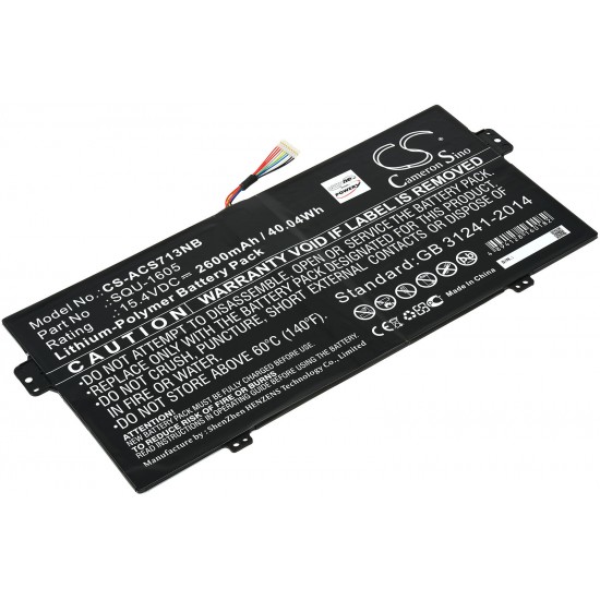 Μπαταρία για Laptop Acer Swift 7 SF713-51-M8MF, Spin 7 SP714-51-M339, Type SQU-1605 and others. 2600mAh/40,0Wh