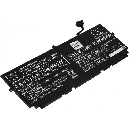 Μπαταρία για Laptop Dell XPS 13 9300 2020, XPS 13 9310, XPS 13 9380, Type 722KK 6500mAh/49Wh