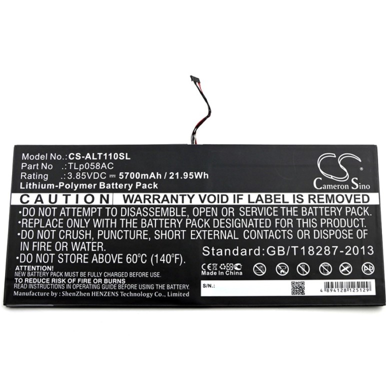 Μπαταρία για tablet Alcatel One Touch Plus 10" / OT-8085 / type TLp058AC 3,85V 5700mAh Li-Polymer (NT9OT8085)