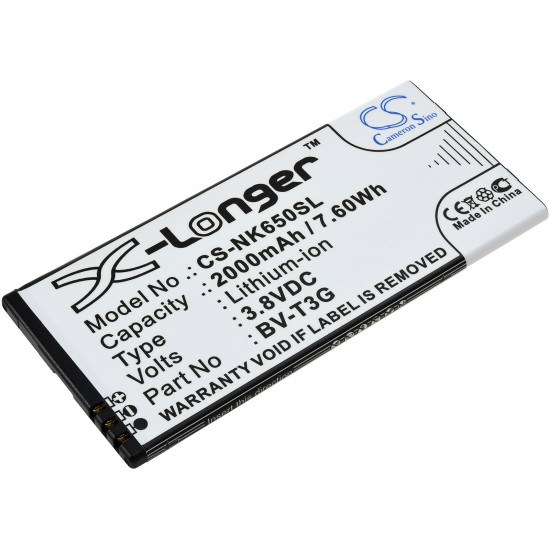 Μπαταρία για mobile phone, smartphone Microsoft Lumia 650, Nokia Lumia 650, type BV-T3G 2000mAh/7,6Wh
