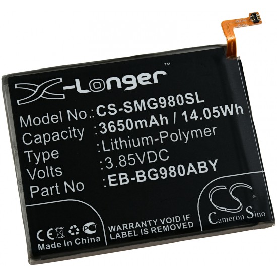 Μπαταρία για smartphone, mobile phone Samsung Galaxy S20, SM-G980F, type EB-BG980ABY and others. 3650mAh/14,1Wh