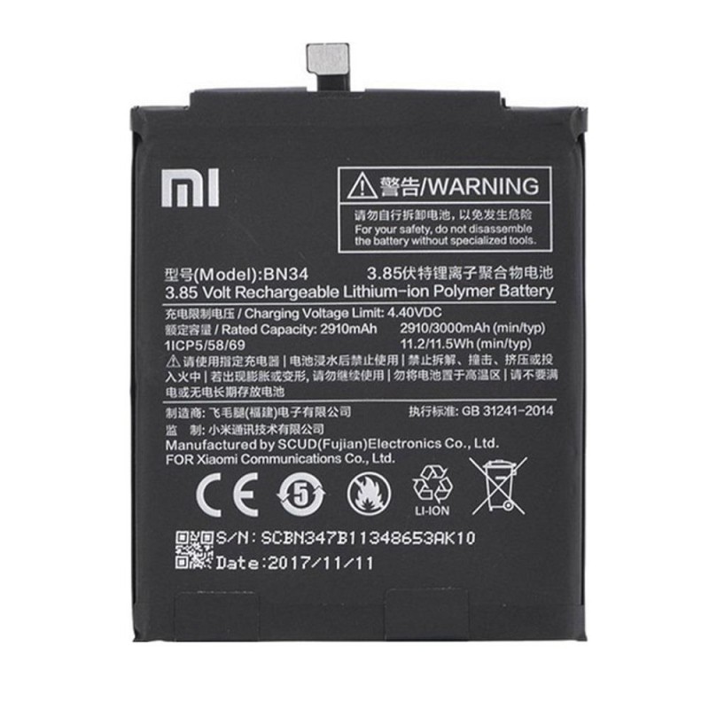 Xiaomi Redmi 5A - Original Battery 46BN34A01085 BN34 3000 mAh Li-Ion Bulk