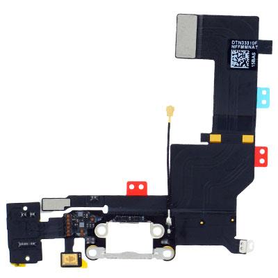 Apple iPhone 5S - Charging Flex Cable Connector + microphone Audio Jack White OEM