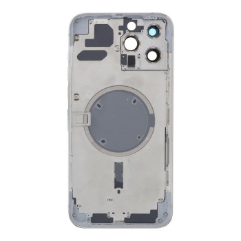 APPLE iPhone 13 Pro Max - Back battery door cover middle frame housing with small parts White OEM with Logo