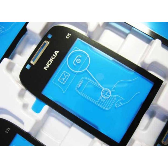 NOKIA E75 - Window Lens Silver Black Original