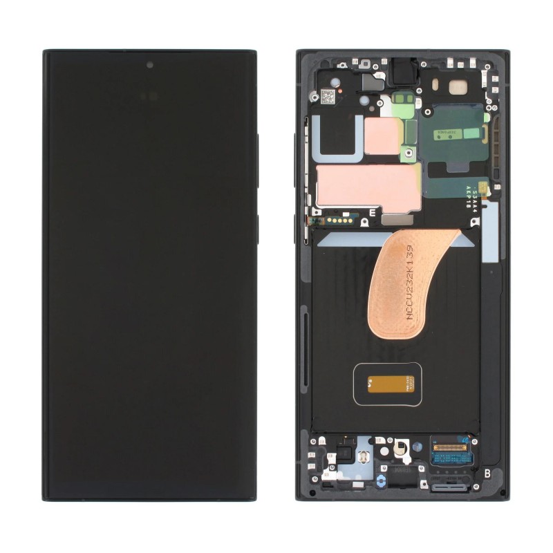 Samsung S918 Galaxy S23 Ultra 5G - LCD Touch Grey / Red with Frame Original GH82-30466E Service Pack