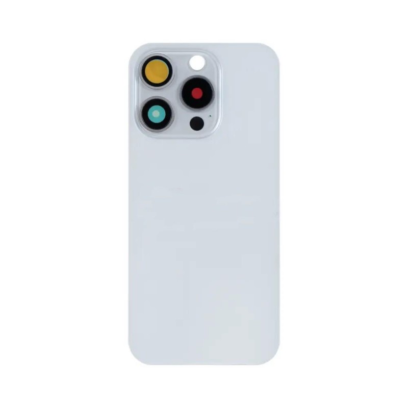 Apple iPhone 15 Pro - Battery Cover Large Hole + Lens + Magsafe White Titanium OEM with Logo
