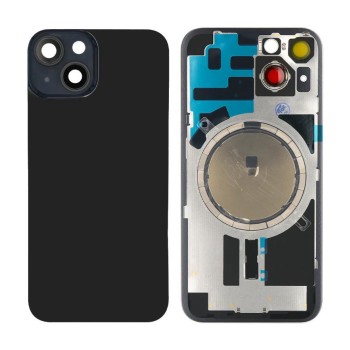 Apple iPhone 14 - Back Glass Large Hole + Lens + Magsafe Midnight Black OEM with Logo