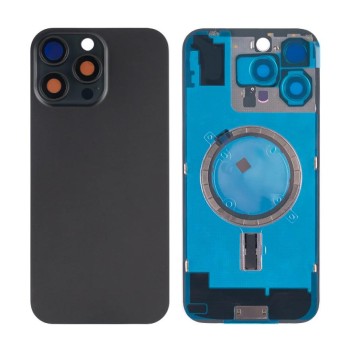 Apple iPhone 16 Pro Max - Back Glass Large Hole + Lens + Magsafe Black Titanium OEM with Logo