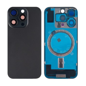 Apple iPhone 16 Pro - Back Glass Large Hole + Lens + Magsafe Black Titanium OEM with Logo