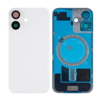 Apple iPhone 16 - Back Glass Large Hole + Lens + Magsafe White OEM with Logo