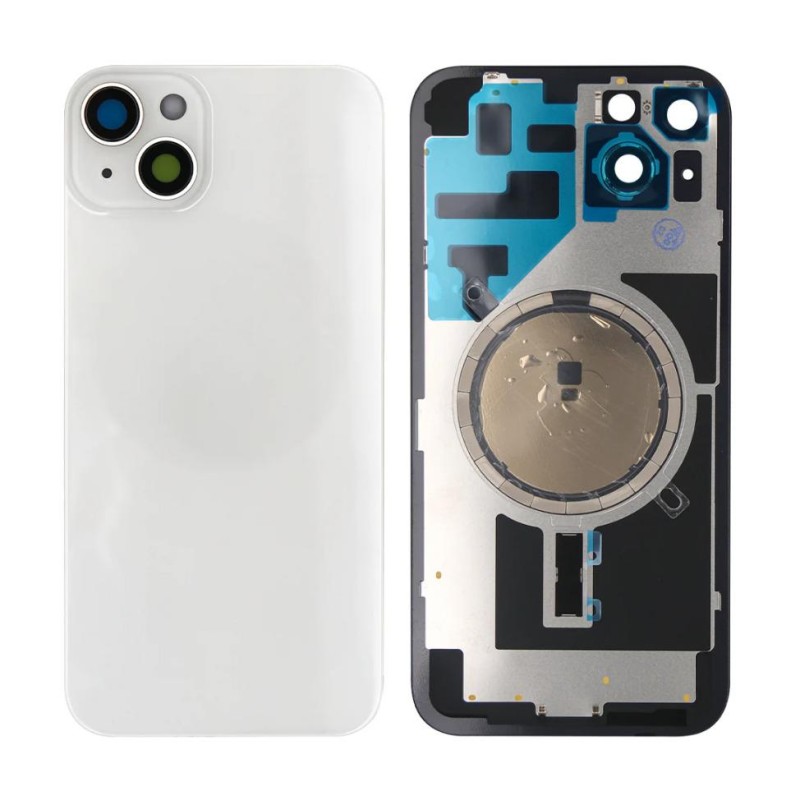 Apple iPhone 14 Plus - Back Glass Large Hole + Lens + Magsafe Starlight White OEM with Logo