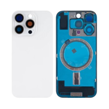 Apple iPhone 16 Pro - Back Glass Large Hole + Lens + Magsafe White Titanium OEM with Logo
